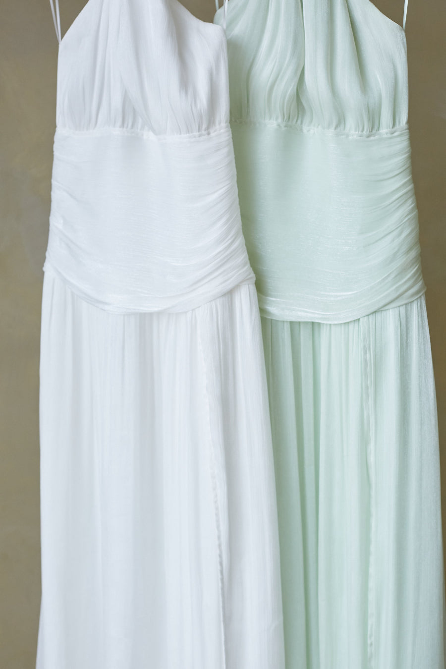 American Threads Anastasia Drop Waist Halter Maxi Dress Green