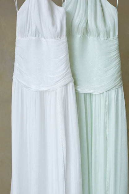 American Threads Anastasia Drop Waist Halter Maxi Dress Green